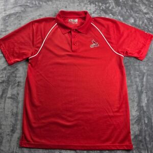 MLB Polo Shirt Mens Large Red St. Louis Cardinals Embroidered Performance Raglan
